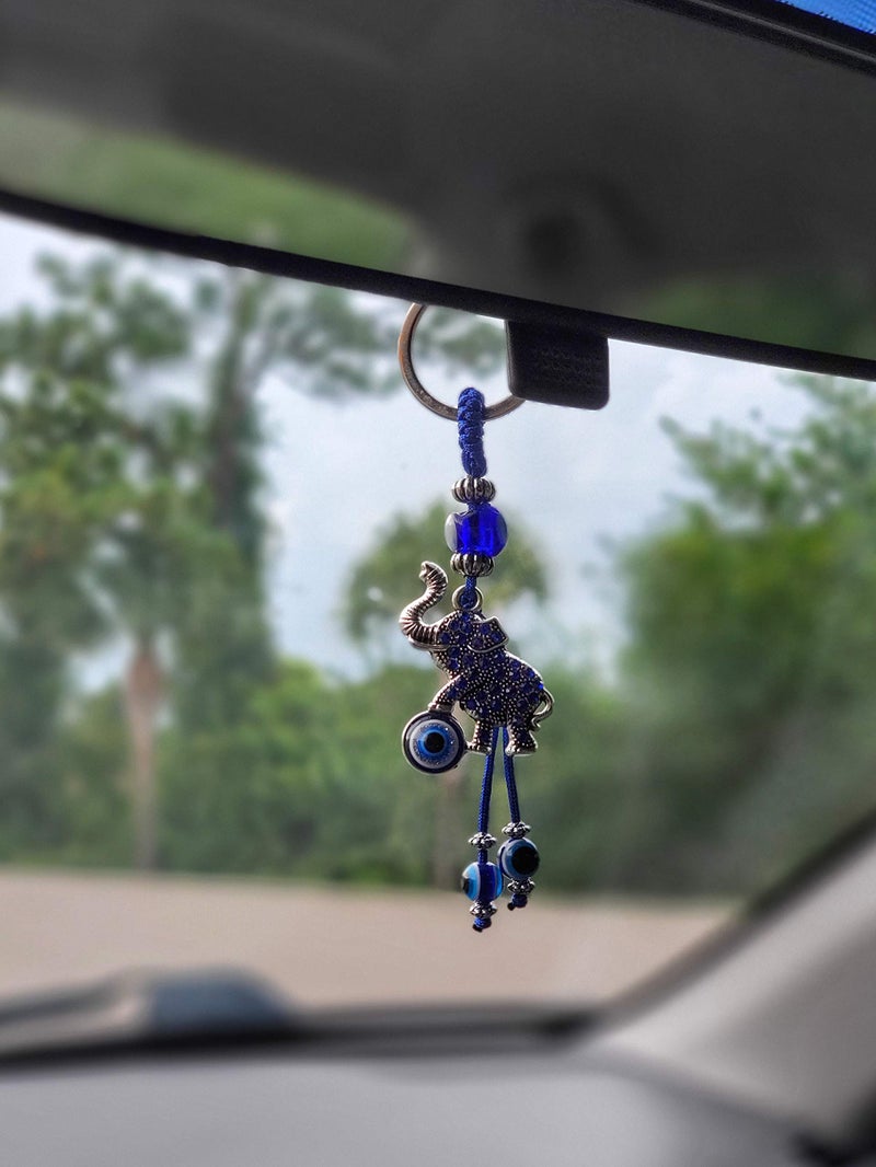 LUCKBOOSTIUM Evil Eye Elephant Keychain with Crystal Rhinestones â€“ Protective Elephant Amulet for Good Luck, Spiritual Charms, Bag Accessories, Rear View Mirror or Doorway Charm, & Home DÃ©cor Piece - Image 4